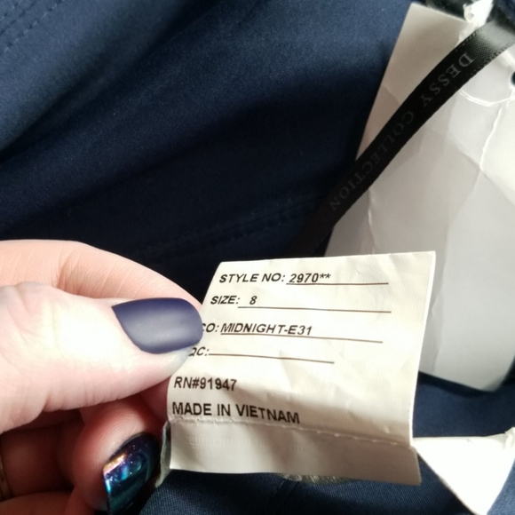 Dessy Collection Vivian Diamond Navy Formal Gown - Picture 6 of 7